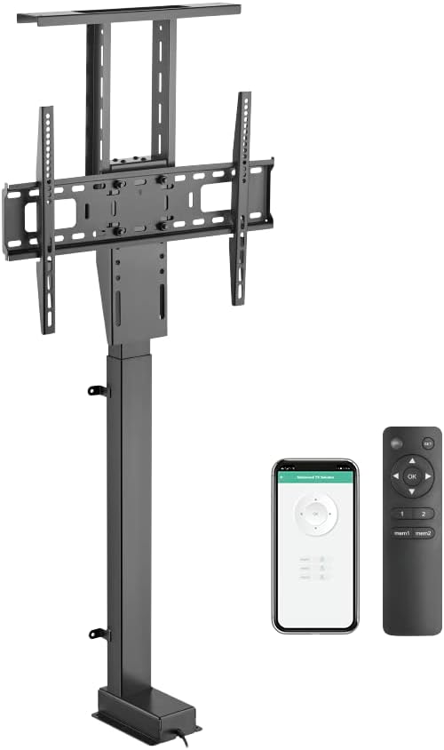 ynVISION.DESIGN Motorized TV Lift Mount for 37"-77" TV's | Vertical Lift Motor TV Stand with RF Remote and Smart Phone Control via WiFi