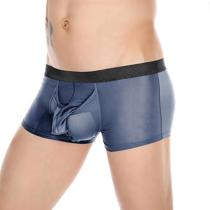 Men's Boxers Briefs with Front Breathable Enhancing Pouch, Elephant Nose Separated Ball Pouch Underwear