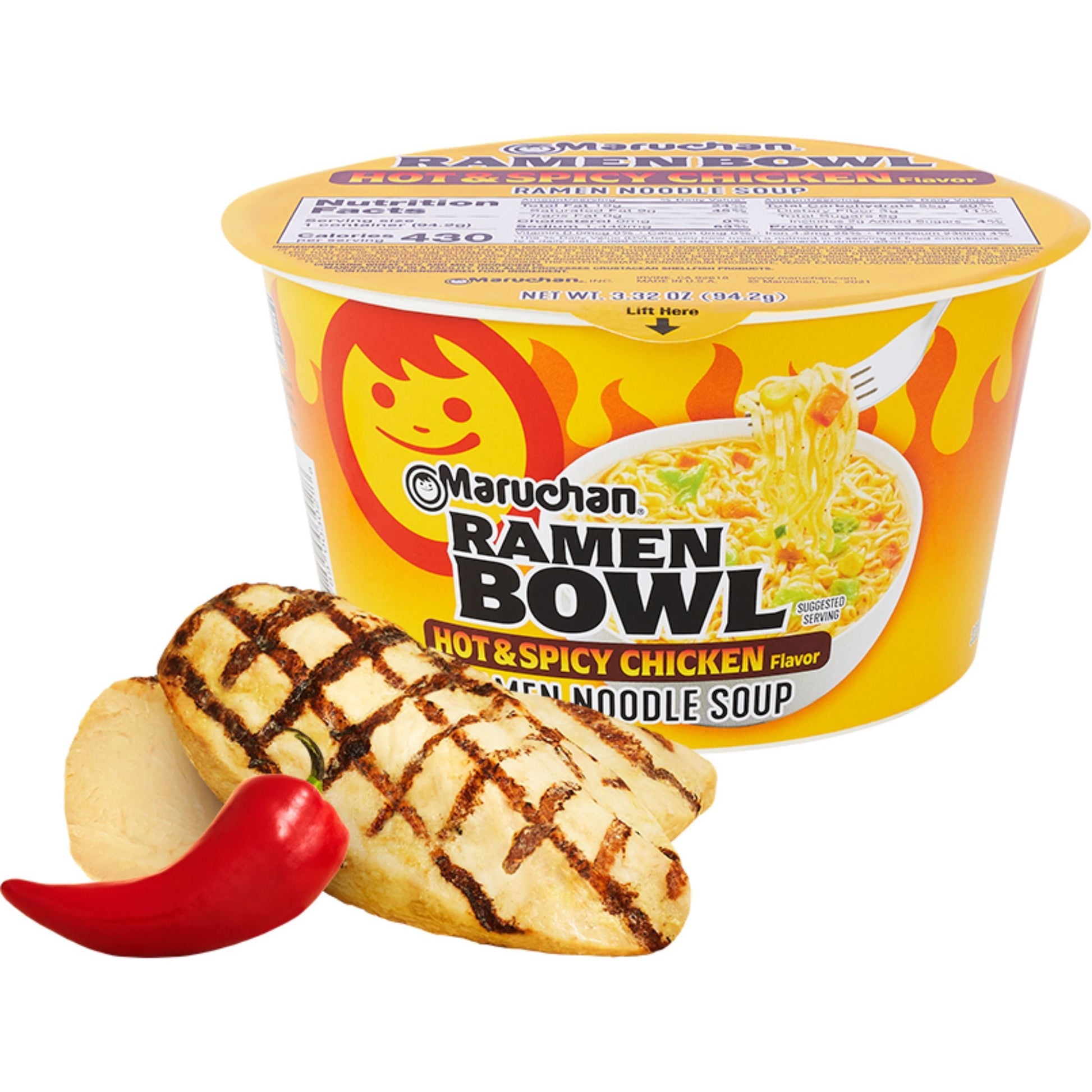 Bowl Hot & Spicy Chicken Flavor Ramen Noodles, 3.32 Oz