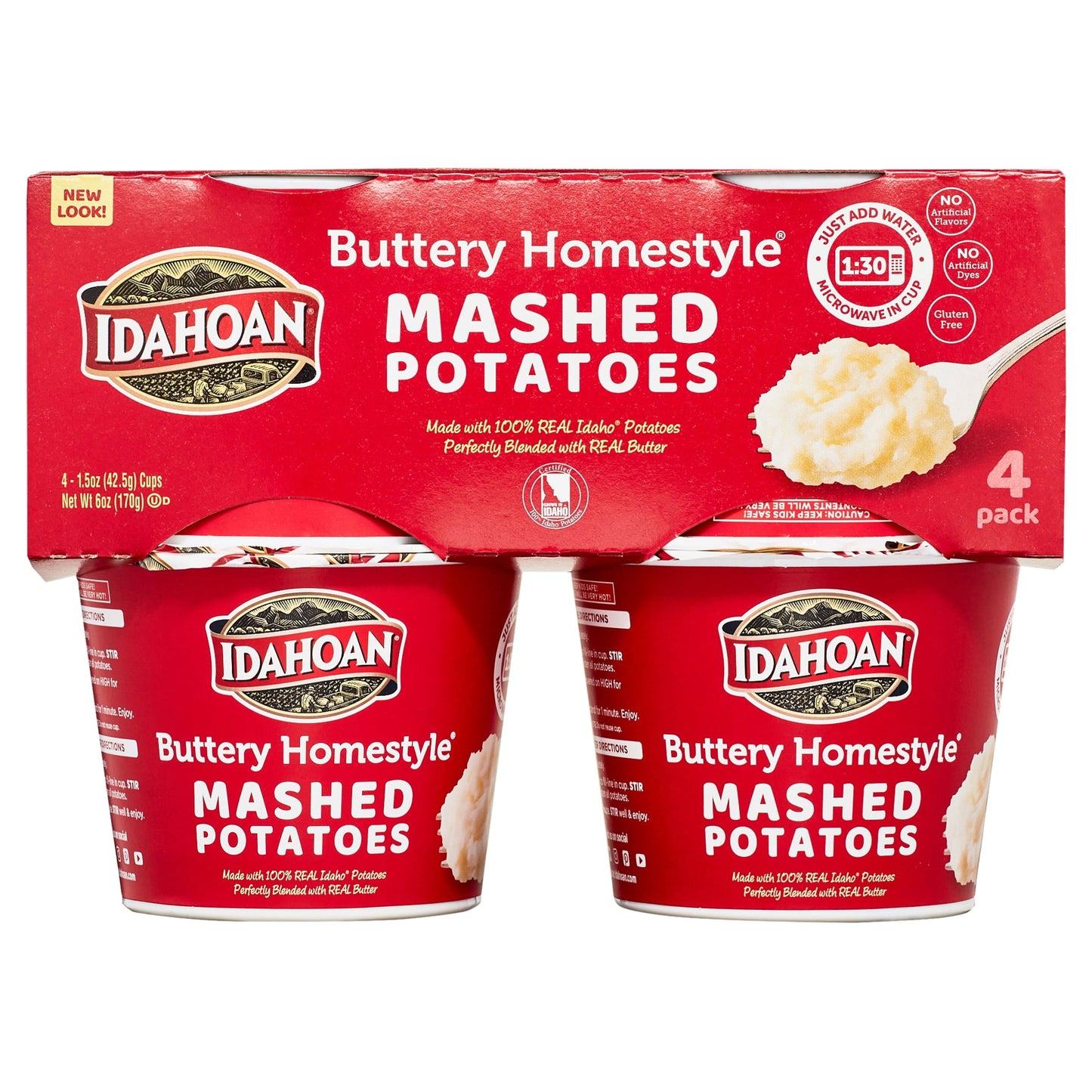 (2 Pack) ® Buttery Homestyle® Mashed Potatoes Cup, 1.5 Oz (Pack of 4)