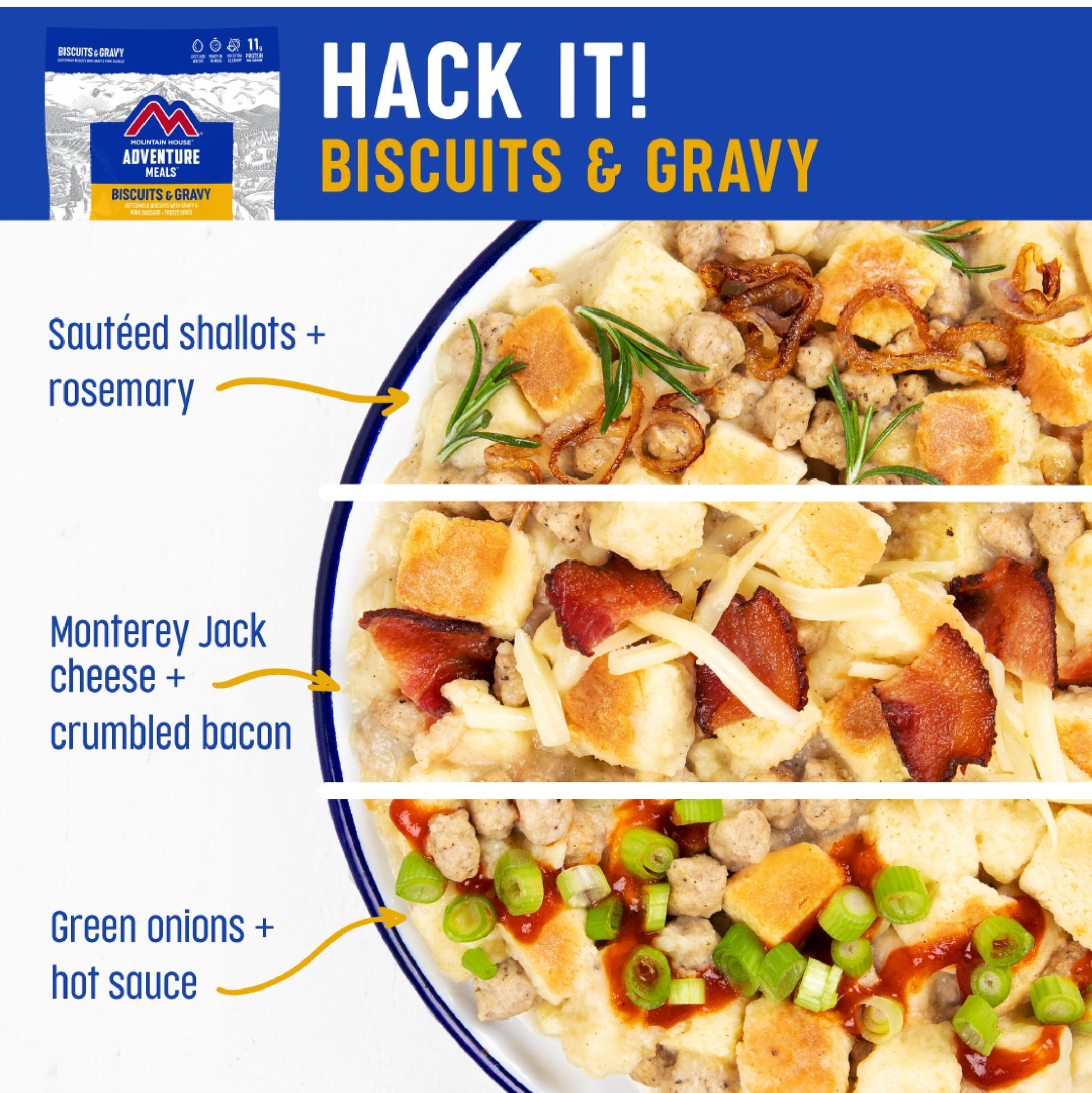 Biscuits & Gravy, Freeze-Dried Camping & Backpacking Food, 2 Servings