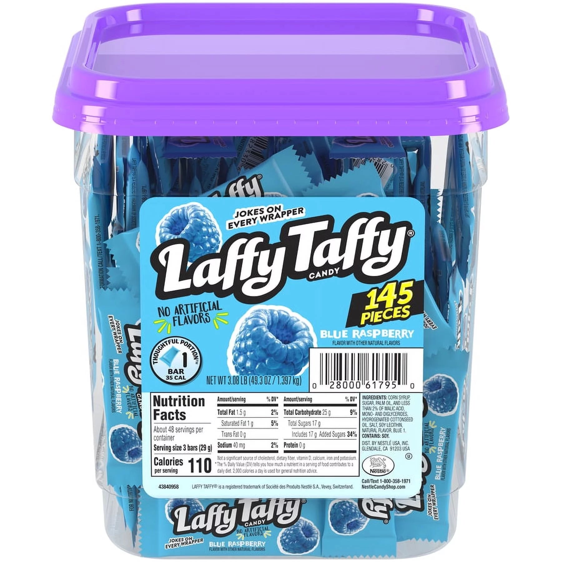 Blue Raspberry Chewy Candy 145 Ct. Tub