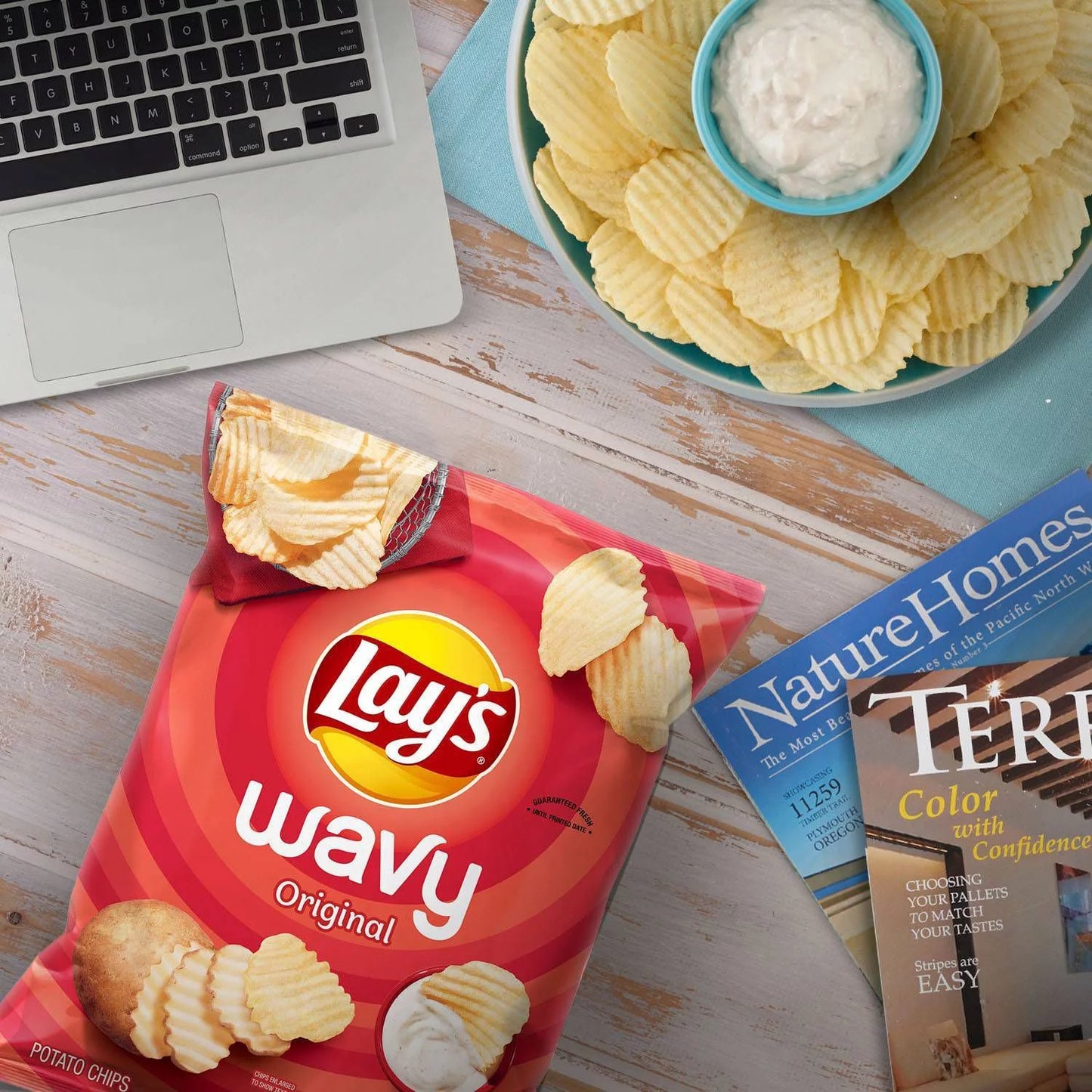 Wavy Original Potato Snack Chips,Party Size, 13 Oz Bag