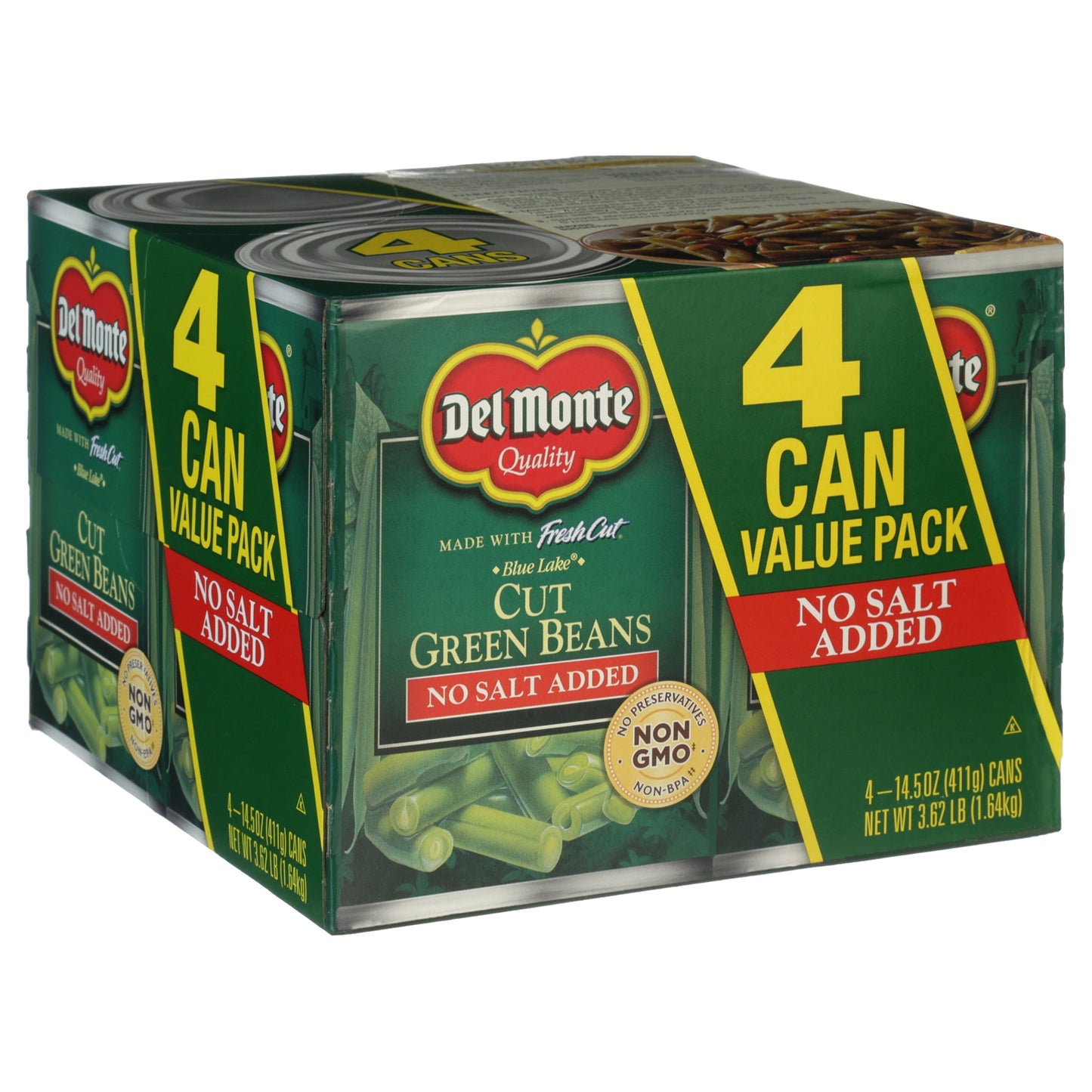 (4 Cans)  Green Beans No Salt Added, 14.5 Oz Can