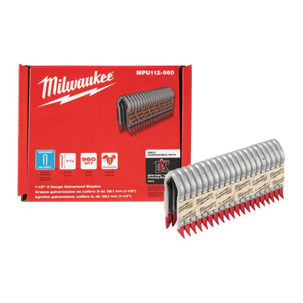 1-1/2 In. 9-Gauge Galvanized Staples for M18 FUEL Utility Fencing Stapler (960 per Box)