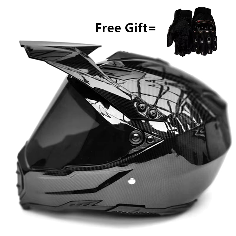 Carbon Fiber Pattern ABS Mater Full Face Moto Racing Helmet DOT Outdoor Adult MX Motocross Off-Road Dirt Bike Motorcycle ATV M