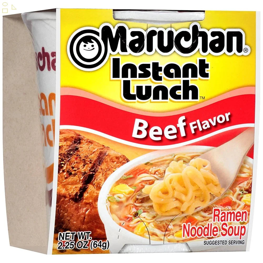 Instant Lunch Ramen Noodles Soup Cups BEEF Flavor 2.25 Oz 2 PACK