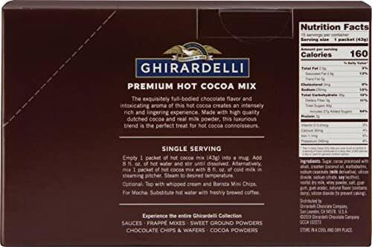 Ghirardelli Premium Hot Cocoa Envelopes, Rich Chocolate, 22.7 Ounce (Pack Of