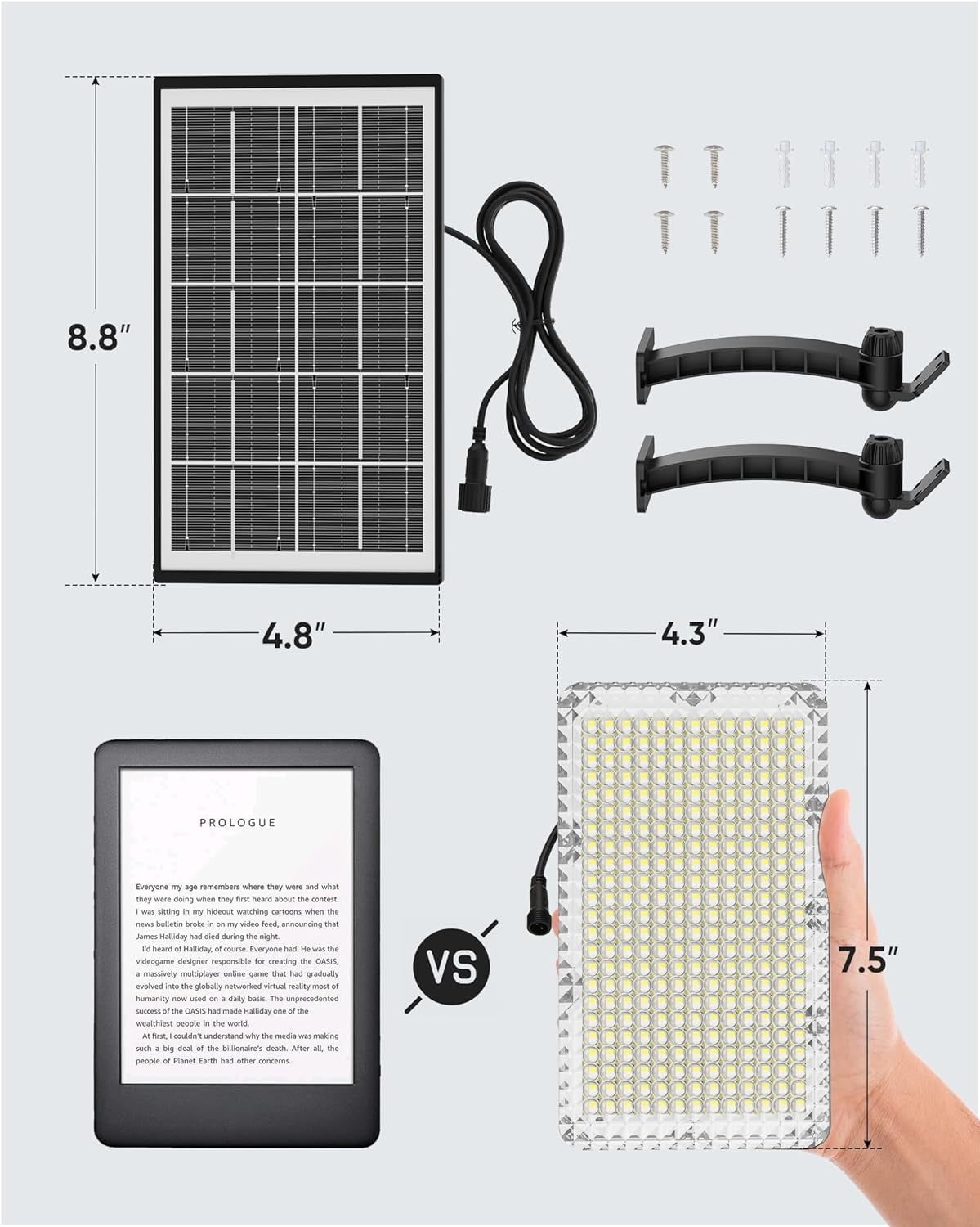 1000 Lumens 299 LED Solar Lights Outdoor Bright Solar Dusk to Dawn Light with 40