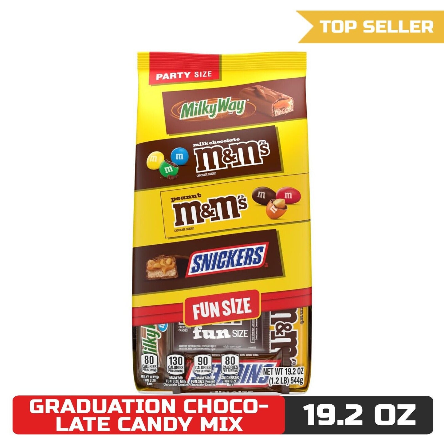 M&M'S, MILKY WAY & SNICKERS Fun Size Chocolate Candy, Grad Gifts, 19.2 Oz