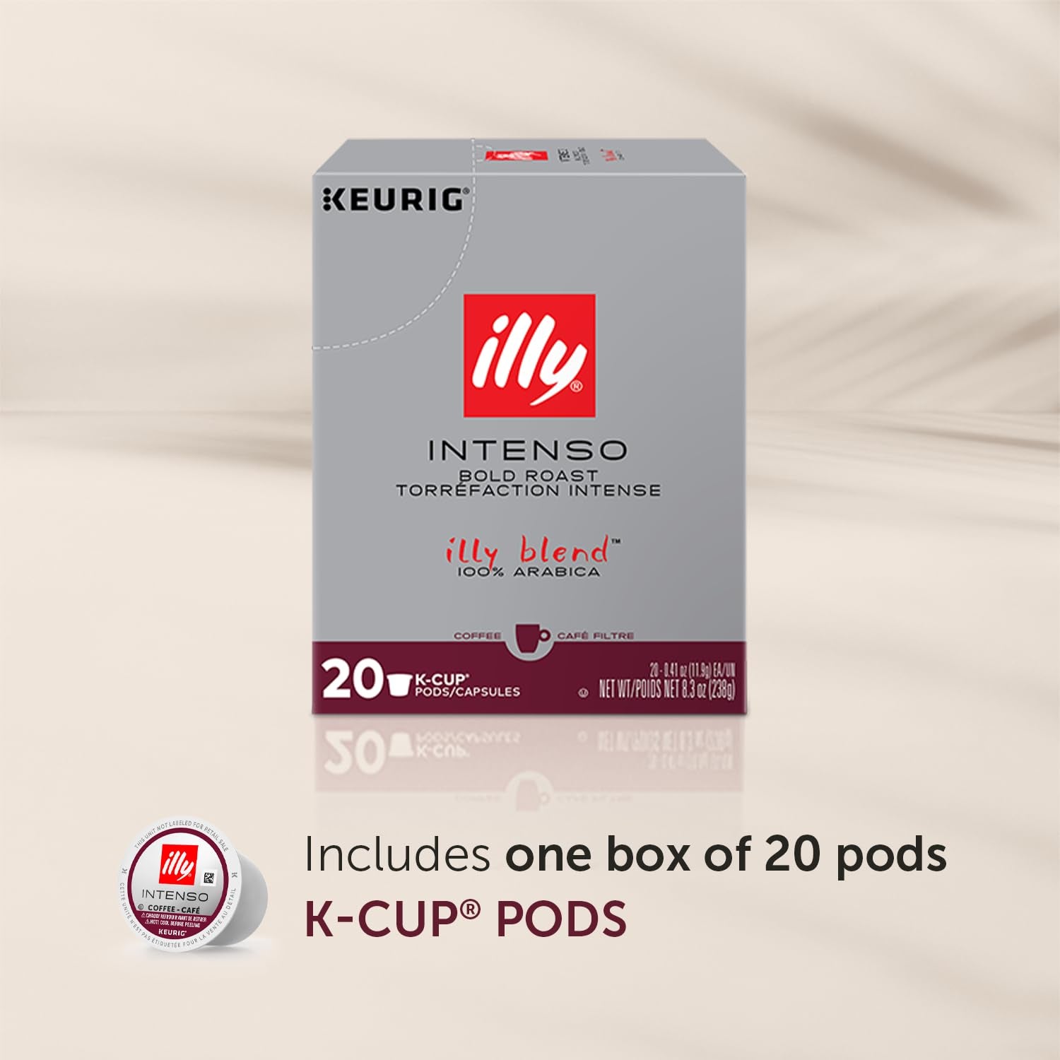 Coffee K Cups - Coffee Pods for Keurig Coffee Maker – Intenso Dark Roast – Notes of Cocoa & Dried Fruit - Bold, Flavorful & Full-Bodied Flavor of Pods Coffee - No Preservatives – 20 Count