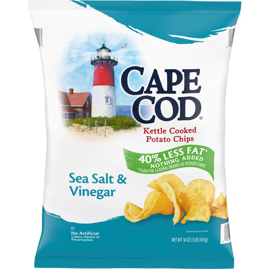 Potato Chips, Less Fat Sea Salt & Vinegar Kettle Cooked Chips, 16 Oz