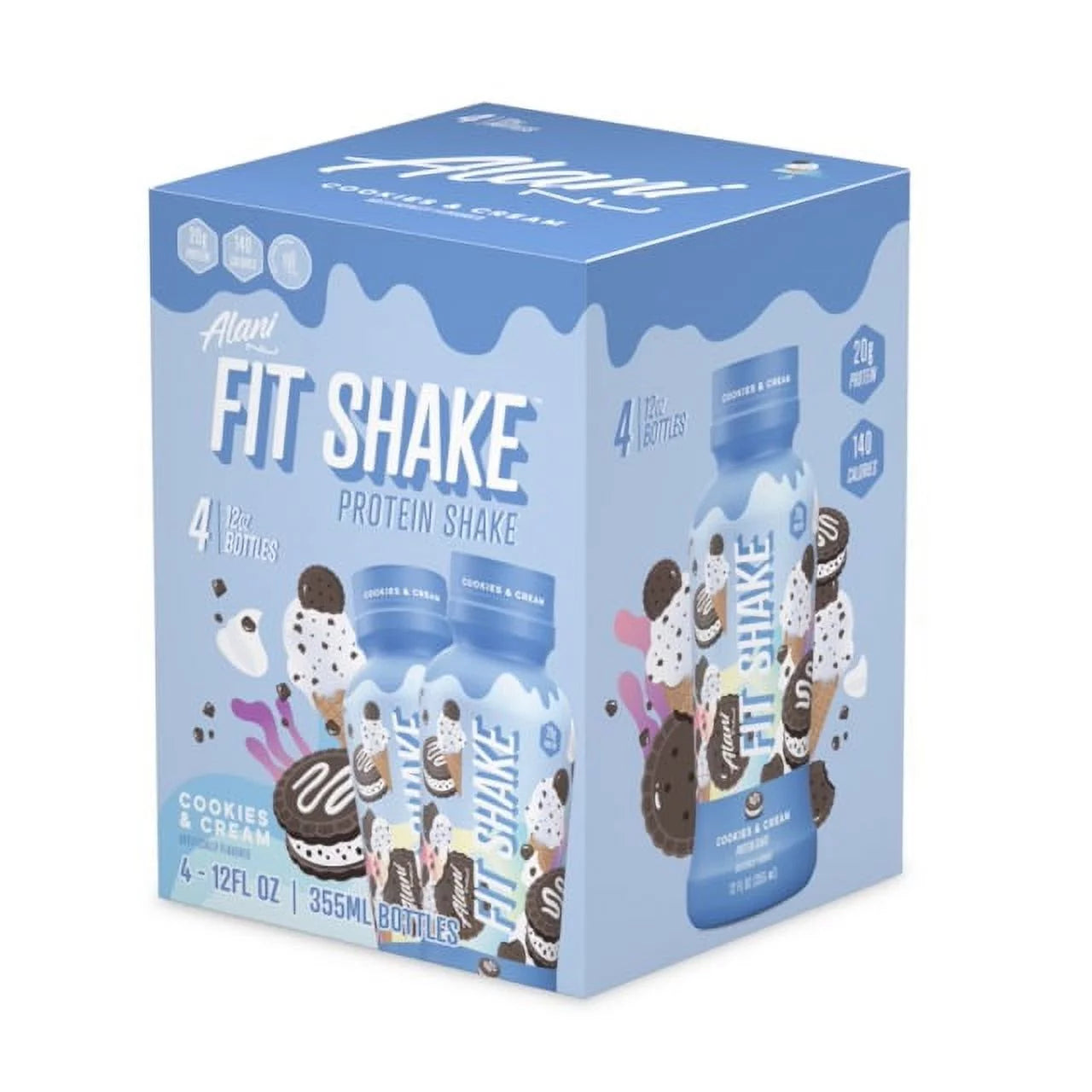 , Fit Shake, Protein Shake, Cookies and Cream, 20 Grams, 12Oz,  Pk