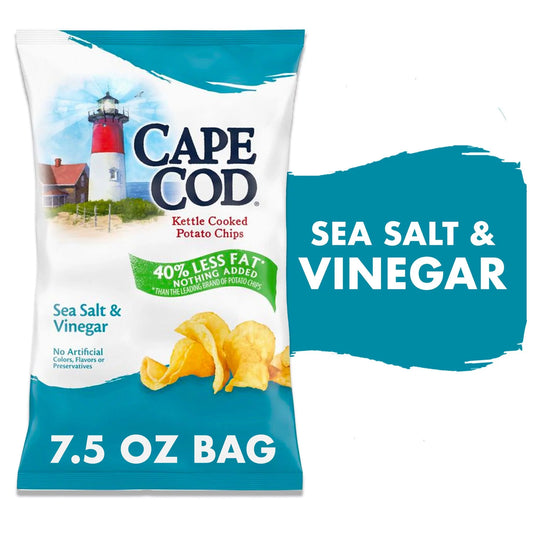 Potato Kettle Chips, Less Fat Sea Salt & Vinegar, 7.5 Oz