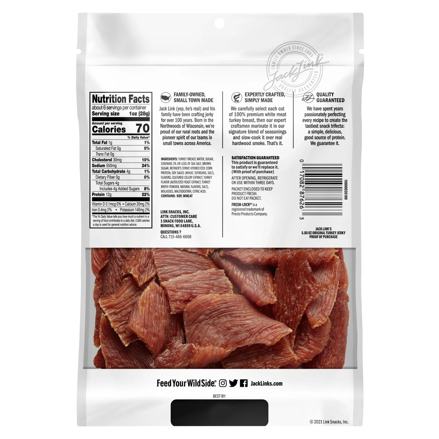 Original Turkey Jerky 5.85 Oz Resealable Bag