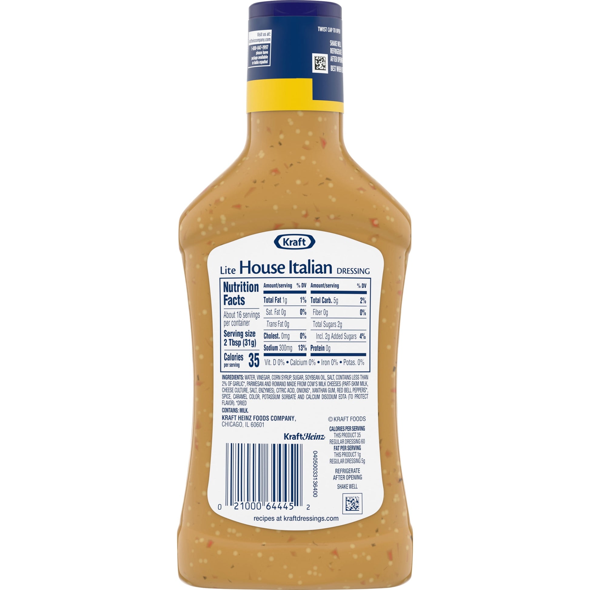 House Italian Lite Salad Dressing, 16 Fl Oz Bottle