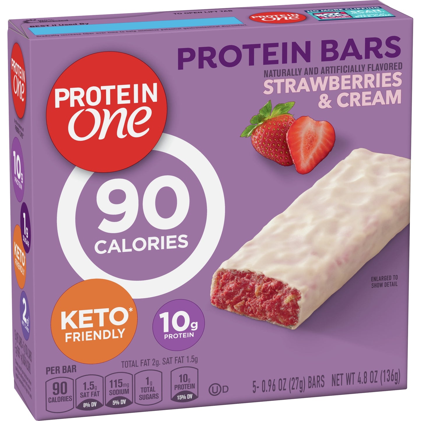 , Strawberries & Cream Protein Bars, Keto Friendly, 5 Ct