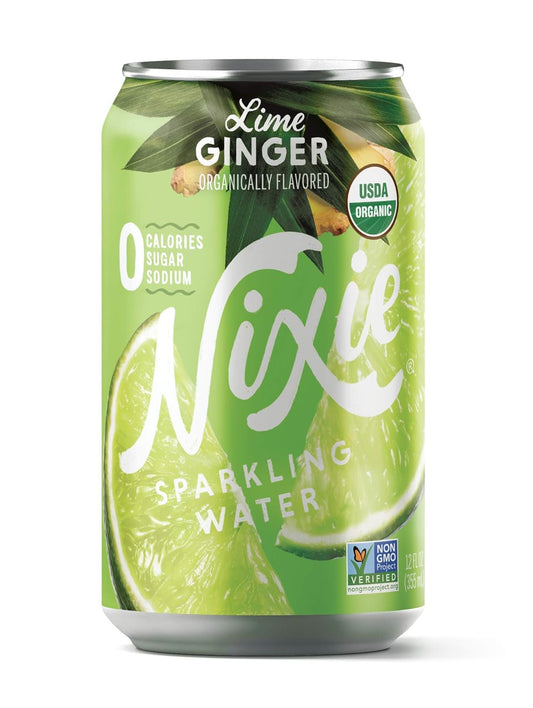 Sparkling Water, Lime Ginger | 12 Fl Oz Cans, 24 Pack | Organic, Vegan, Non-Gmo, Gluten Free, 0 Calories, 0 Sugar, 0 Sodium