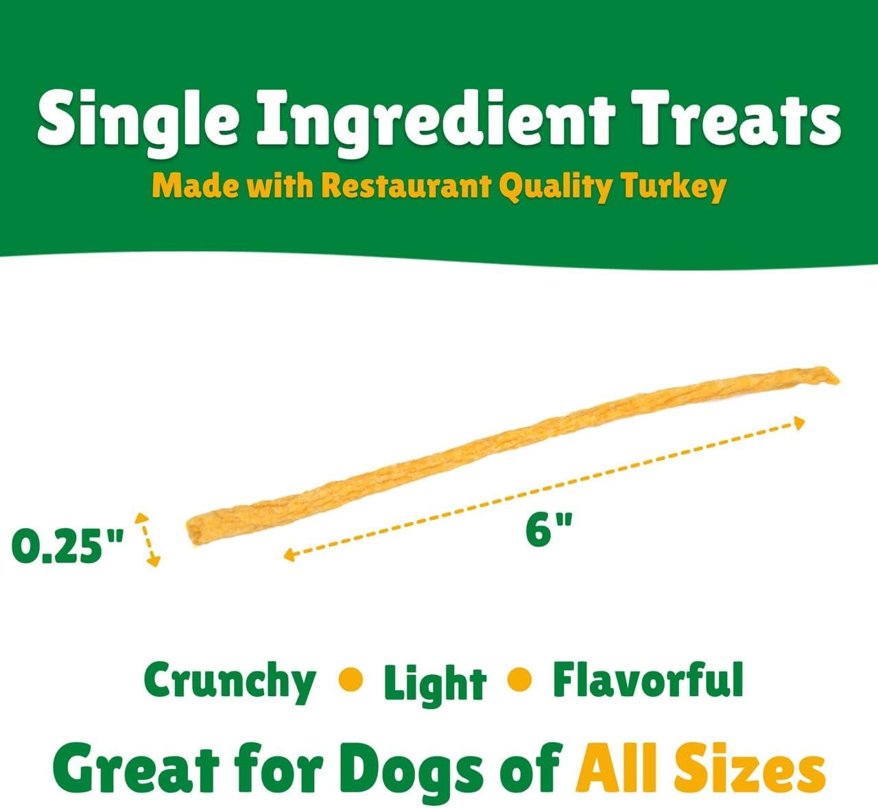 Turkey Jerky Straws – All Natural Turkey Dog Treats, Dog Chews Made with Restaurant Quality Turkey (13 Oz)