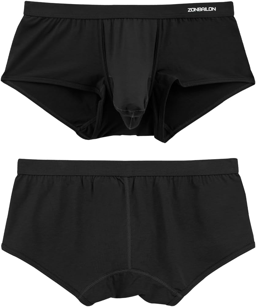 Men's Elephant Trunk Boxers Briefs Dual Pouch Bulge Shorts Sexy Trunks with Wide Waistband