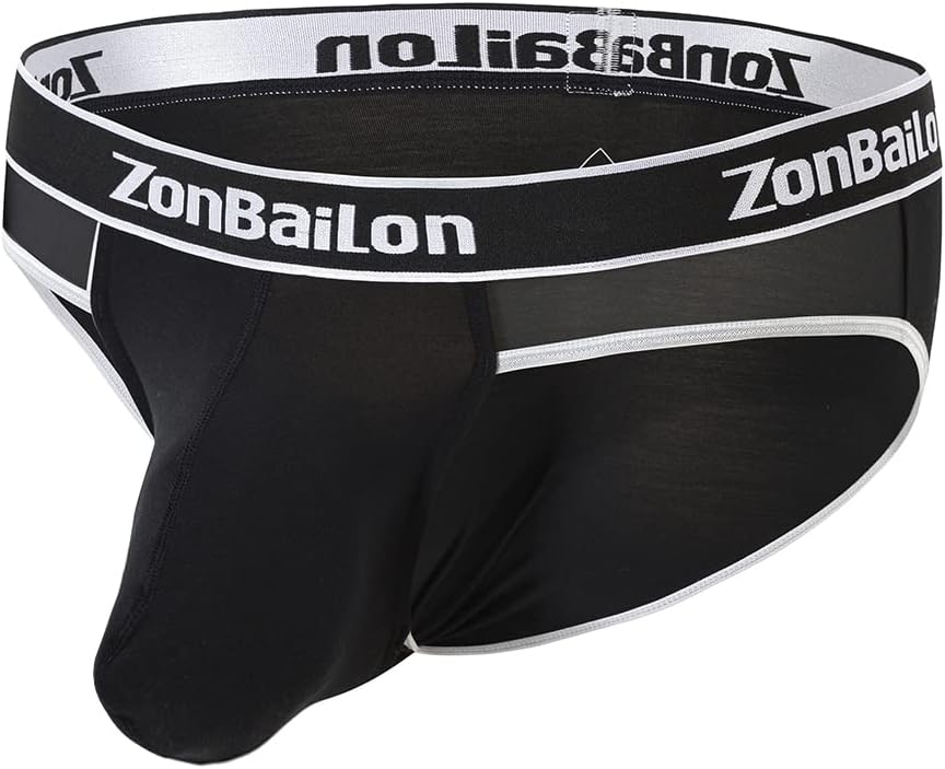 ZONBAILON Mens Sexy Front Opening Fly Access Briefs Low Rise Bulge Enhancing Pouch Bamboo Viscose Underwear Pack