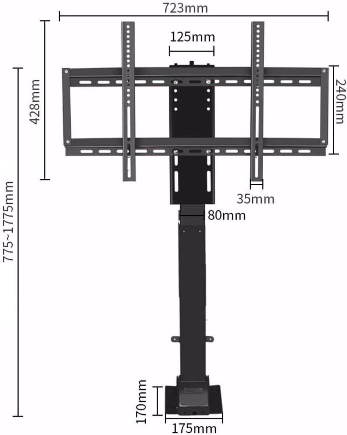 Telescopic Electric TV Lift - TV Floor Stand, Manual 360° Left and Right Rotation, Hide in Closet TV Lift, Fits 26-70 Inch LED Screens, with Load 60kg/132lbs