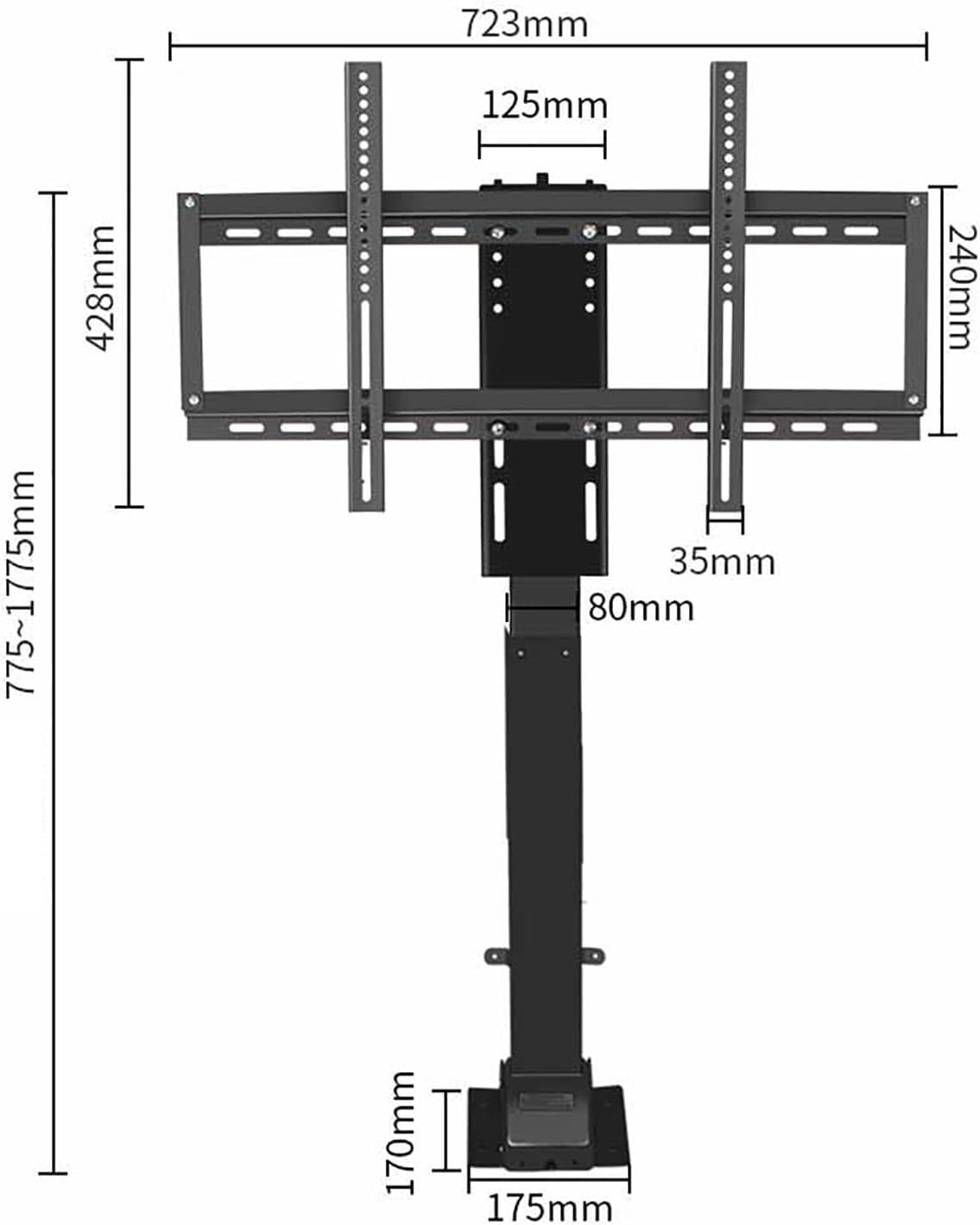 Motorized Tv Mount - Telescopic Electric TV Lift - Manual 360° Left and Right Rotation, Hide in Closet TV Lift, Fits 26-70 Inch LED Screens, with Load 60kg/132lbs (One Color 775)