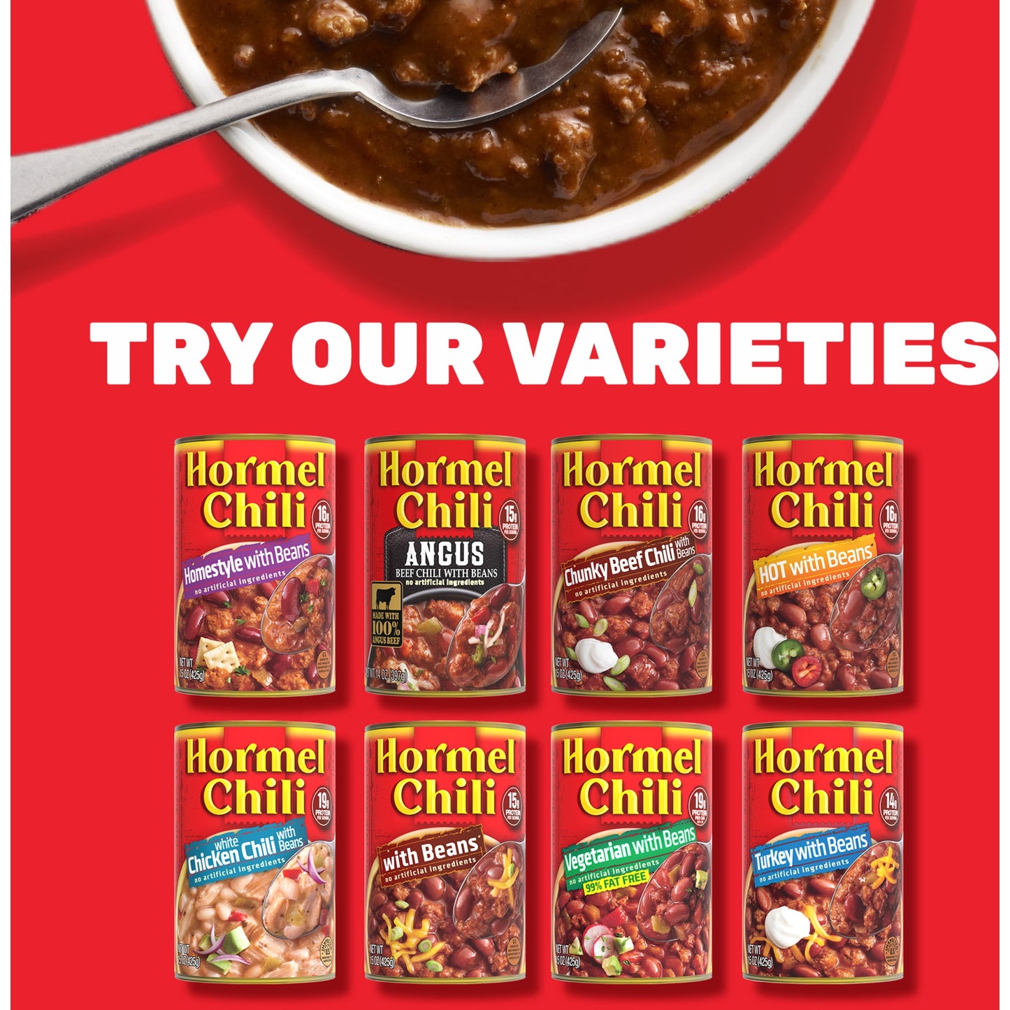 Chili with Beans, Beef, No Artificial Ingredients, 15 Oz Steel Can (4 Pack)