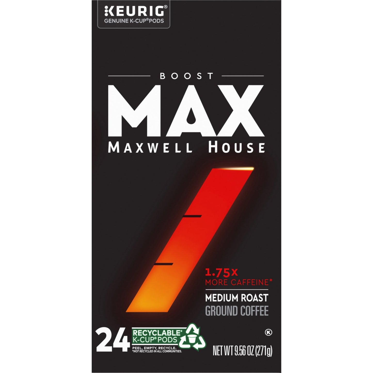 MAX Boost By Maxwell House Medium Roast 1.75X Caffeine K-Cup Coffee Po
