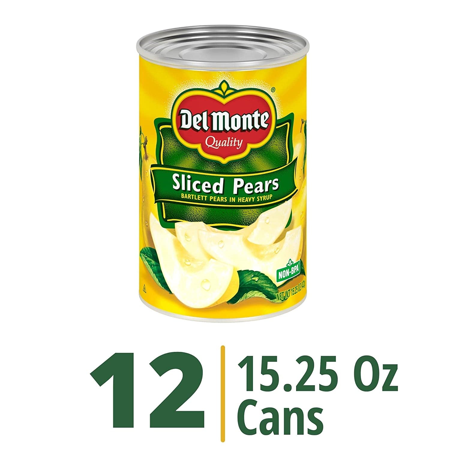 DEL MONTE Sliced Bartlett Pears in Heavy Syrup Canned Fruit 15.25 Oz 12-Pack