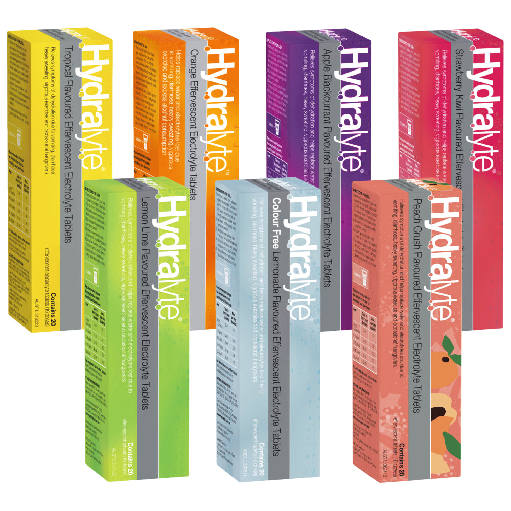 Hydralyte Effervescent Electrolyte 20 Tablets Choose Your Flavour Rehydration