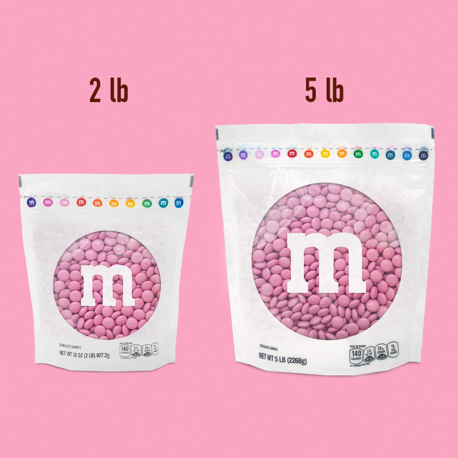 M&M’S Pink Milk Chocolate Candy, 5Lbs of  in Resealable Pack for Candy Bars, Birthdays, Baby Showers, Gender Reveals, It'S a Girl, Dessert Tables & DIY Party Favors