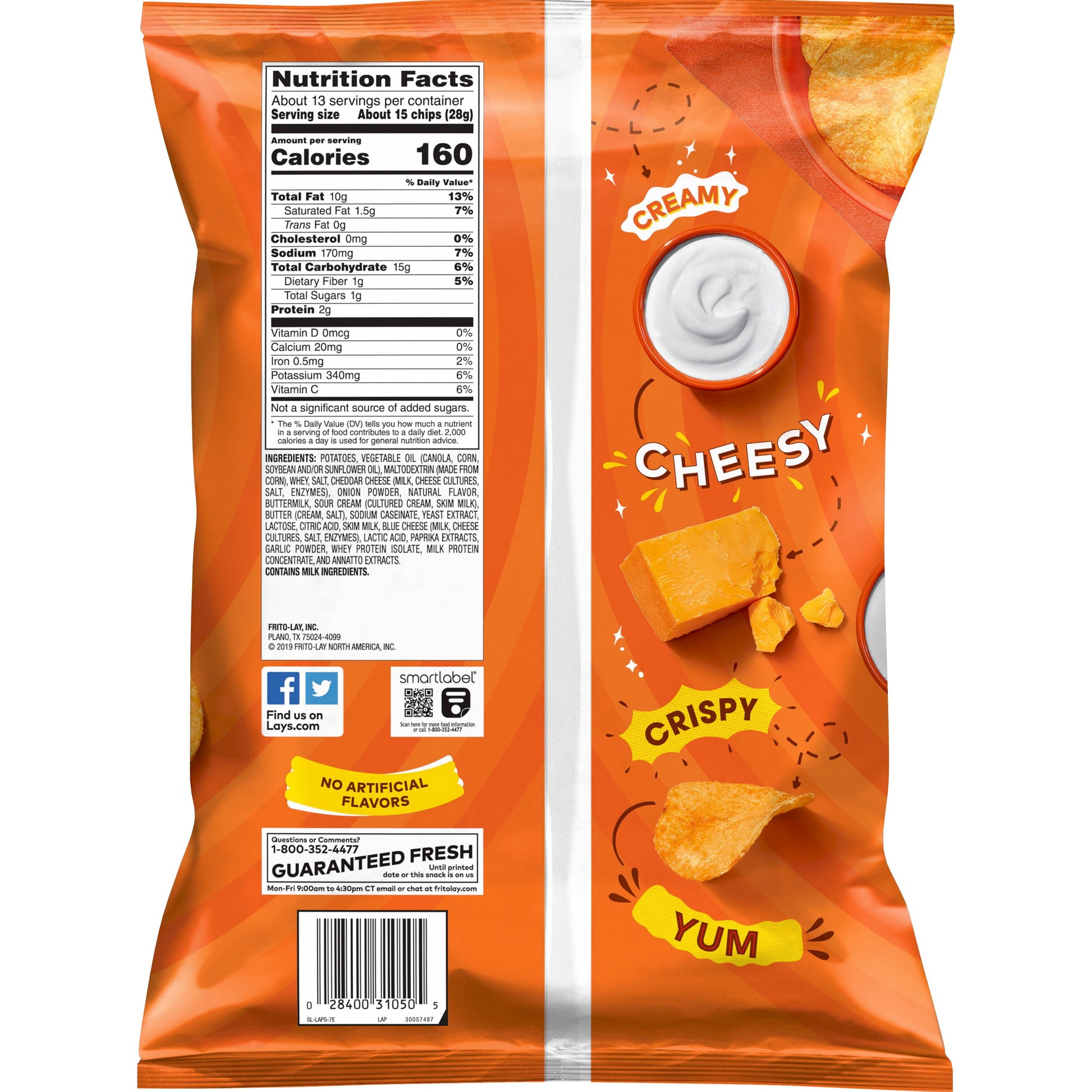 Cheddar & Sour Cream Flavored Potato Chips, Party Size, 12.5 Oz Bag
