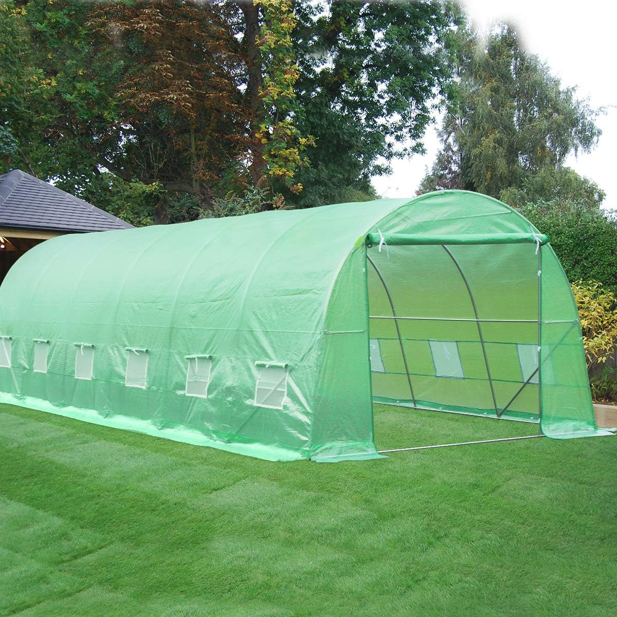 26' X 10' X 6.6' Greenhouse Large Gardening Plant Green House Hot House Portable Walking in Tunnel Tent,Green