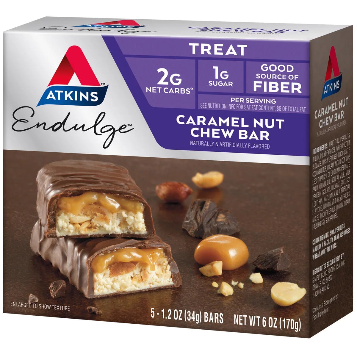 Endulge Caramel Nut Chew Bar, 1.2Oz, 5-Pk (Treat)