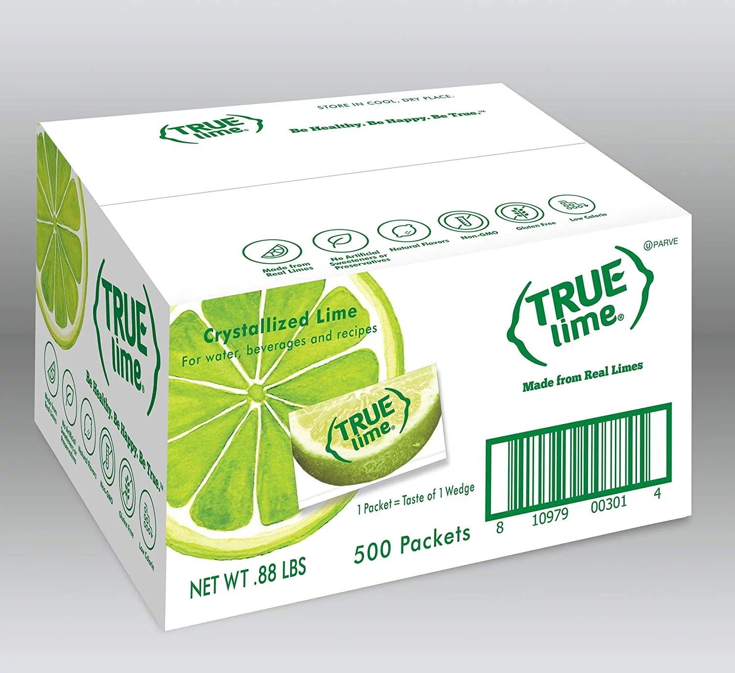 TRUE LIME Water Enhancer, Bulk Pack (500 Packets) | Zero Calorie Unsweetened Water Flavoring | for Water, Bottled Water & Recipes | Water Flavor Packets Made with Real Limes