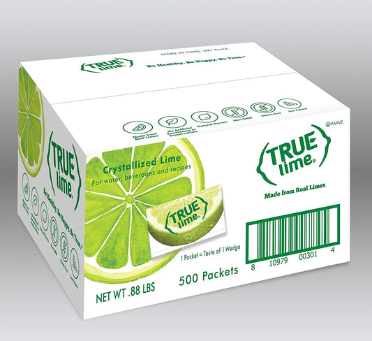 TRUE LIME Water Enhancer, Bulk Pack (500 Packets) | Zero Calorie Unsweetened Water Flavoring | for Water, Bottled Water & Recipes | Water Flavor Packets Made with Real Limes
