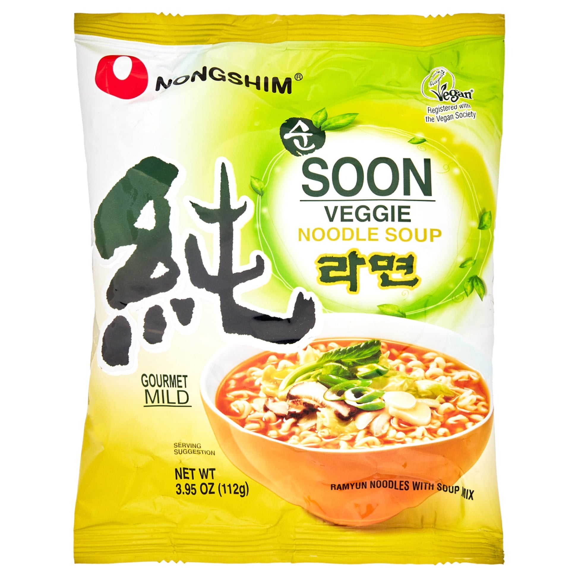 Soon Veggie Savory Vegan Ramyun Ramen Noodle Soup Pack, 3.95Oz X 10 Count