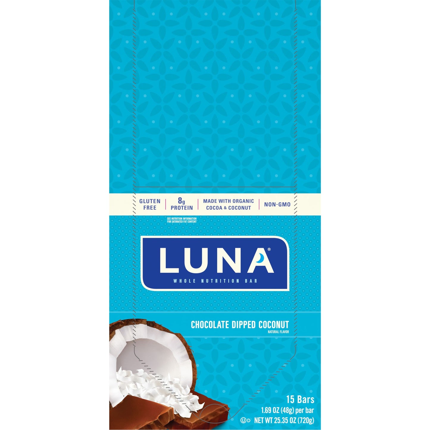 Clif Luna Bar: Dipped Chocolate Coconut Box of 15