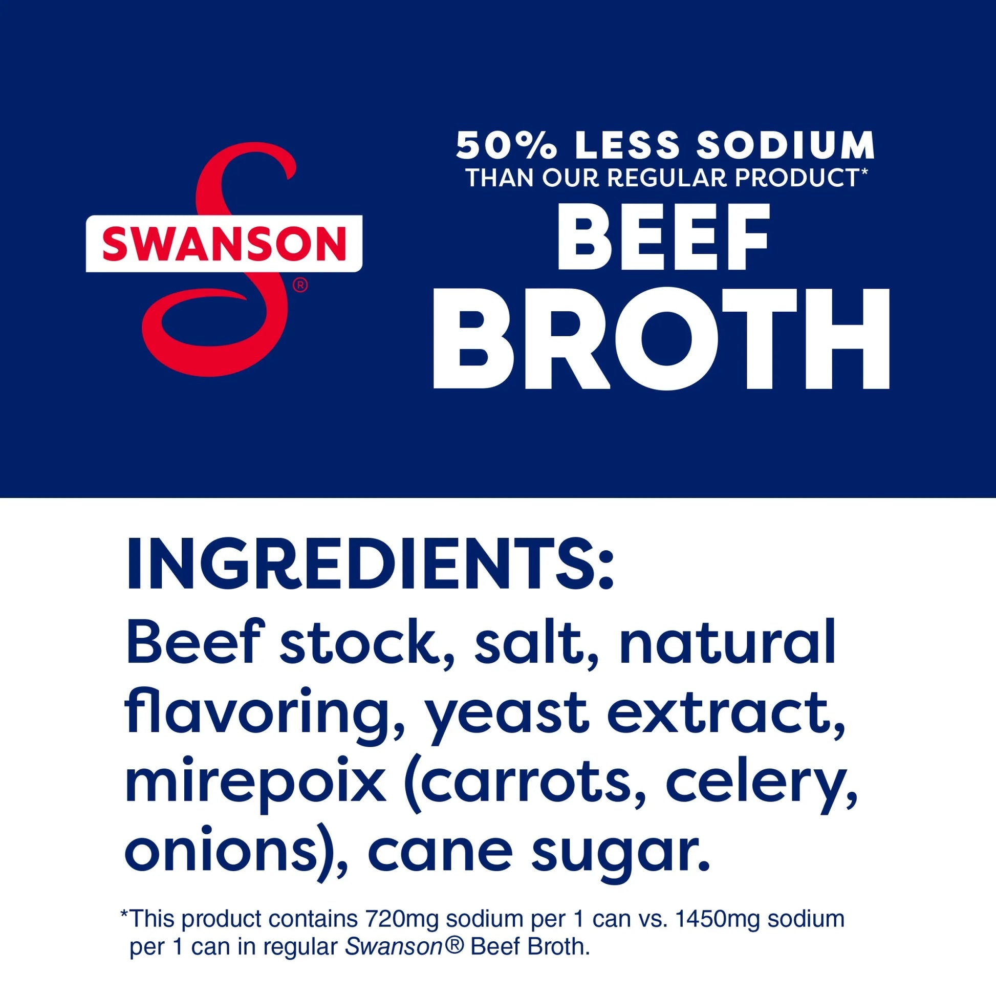 100% Natural, 50% Less Sodium Beef Broth, 14.5 Oz Can