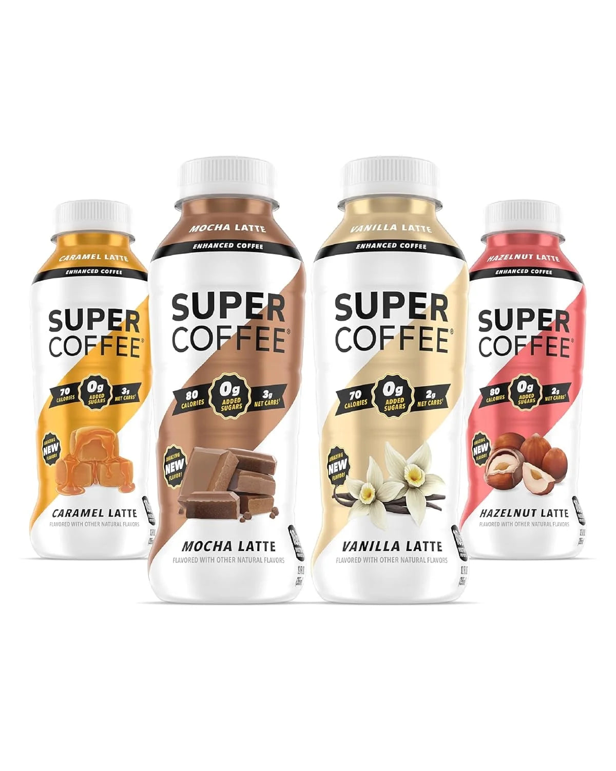 , Ready to Drink Iced Coffee, Variety Pack (12 Ounce Bottles, Pack of 12) Includes; Mocha Latte, Vanilla Latte, Hazelnut Latte, Caramel Latte