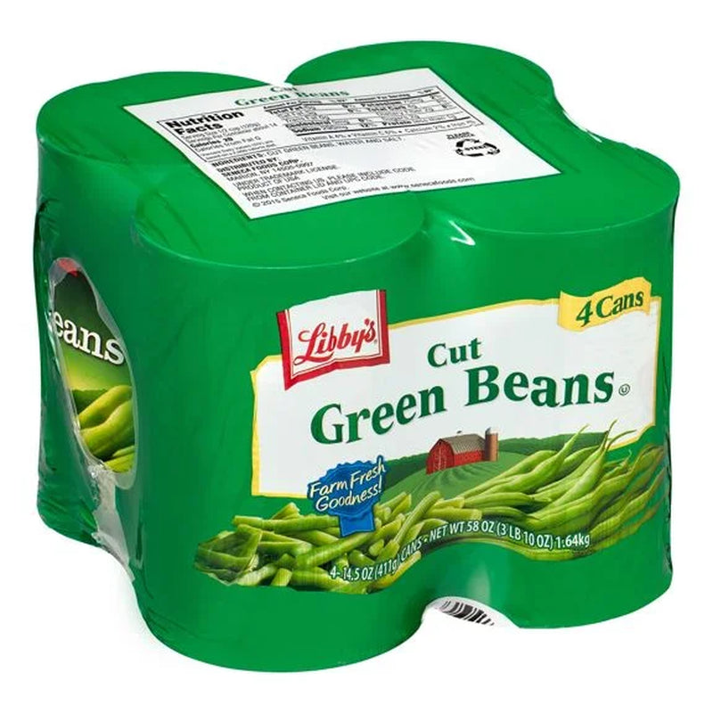 (4 Count)  Cut Green Beans, Canned Vegetables, 14.5 Oz