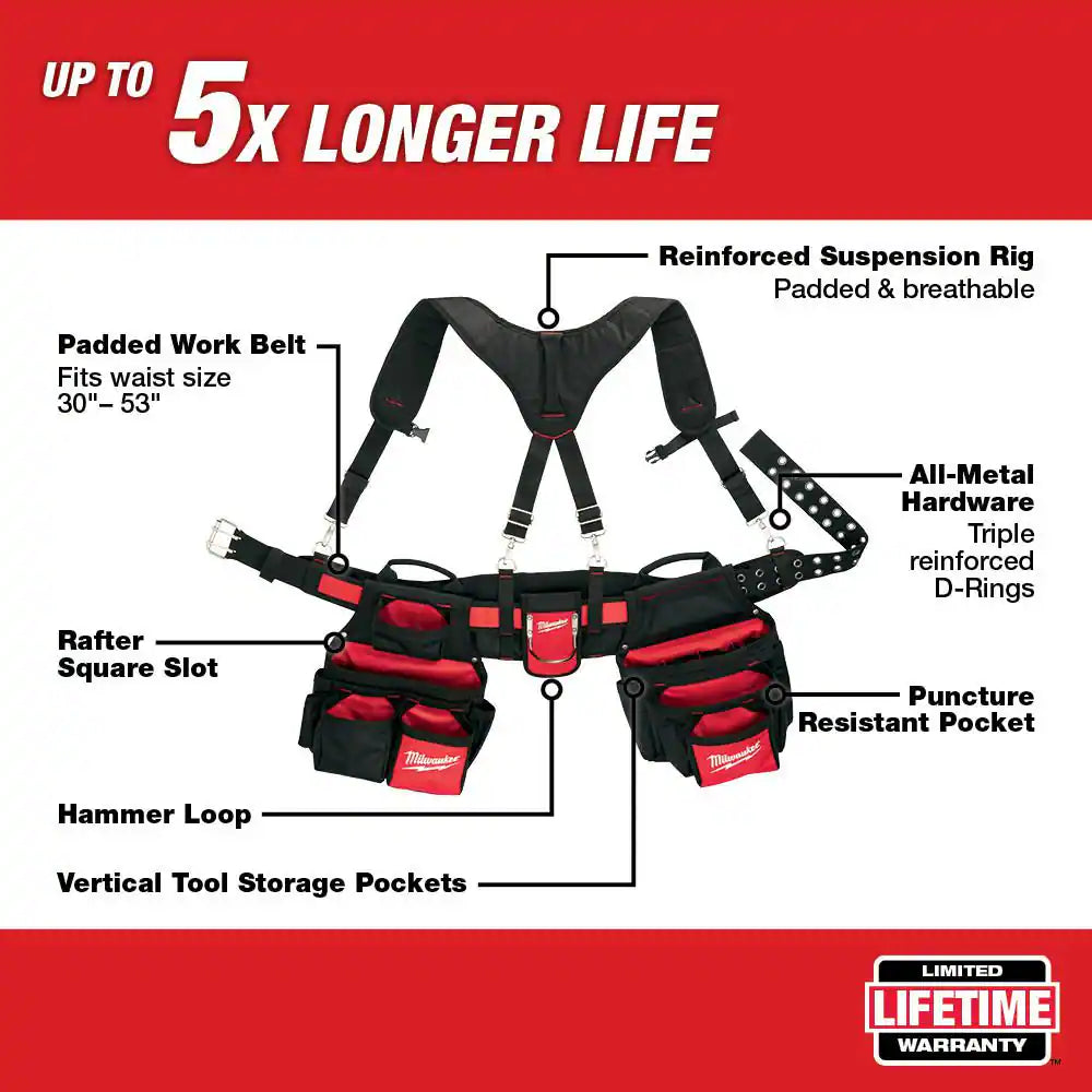 General Contractor Work Waist Tool Belt with Suspension Rig