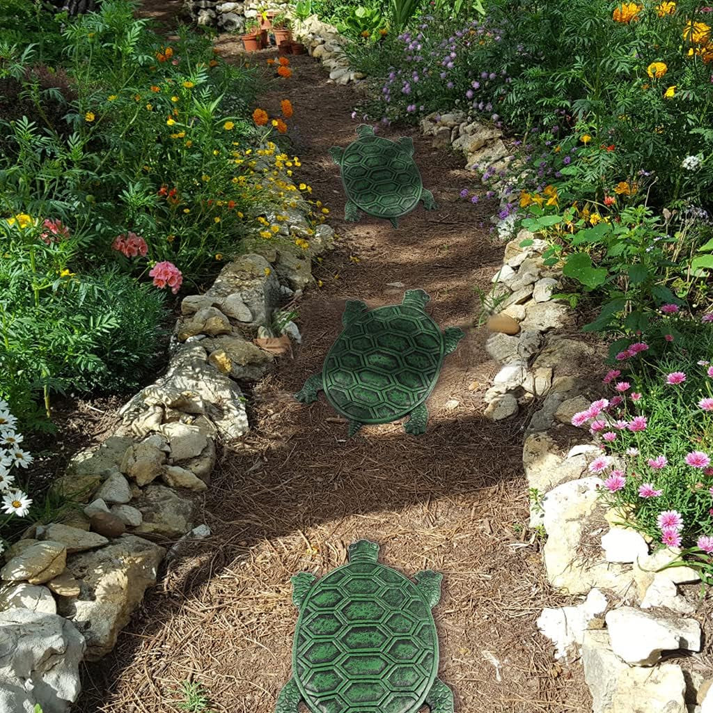 Cast Iron Stepping Stone, Turtle Stepping Stone, Decorative Tortoise Flagstone for Lawn, Yard, Garden Walkway