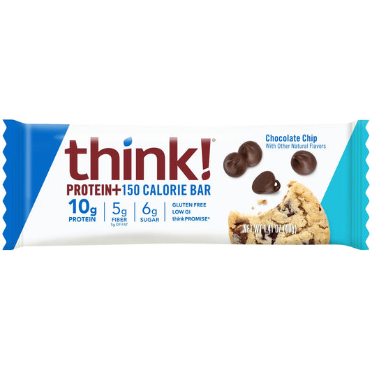 Protein + 150 Calorie Bar, Chocolate Chip, 10G Protein, Gluten Free, Low GI, 10 Count