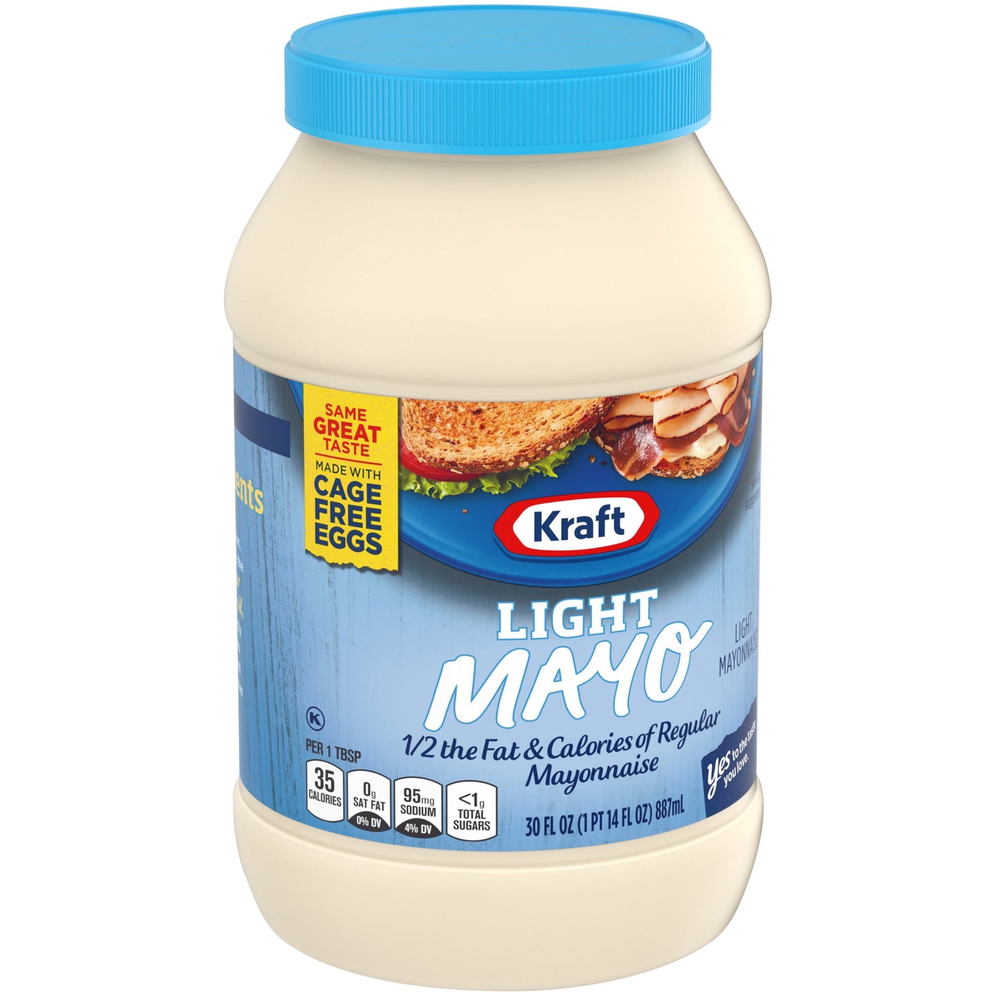 Light Mayo with 1/2 the Fat & Calories of Regular Mayonnaise, 30 Fl Oz Jar