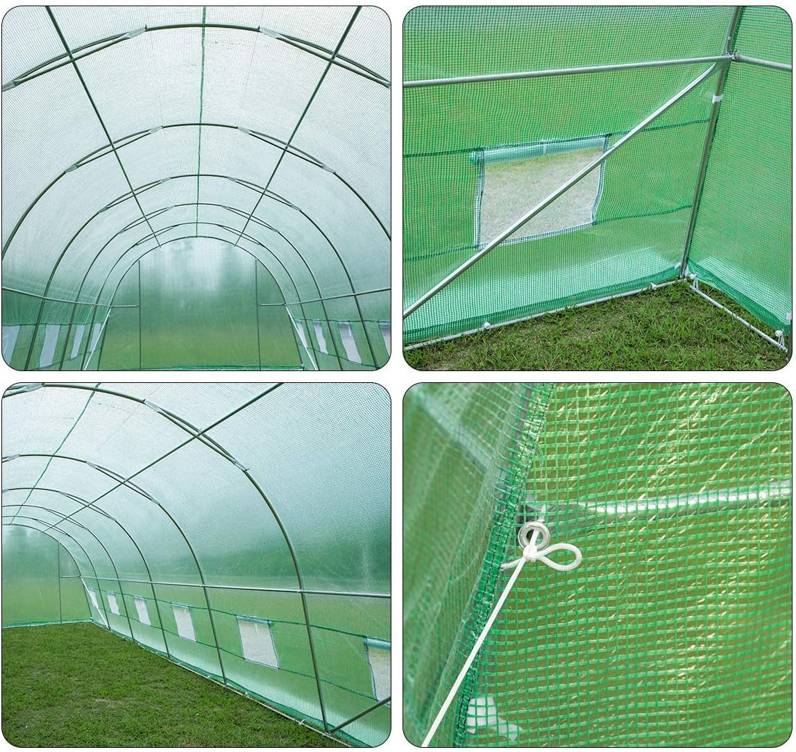 26' X 10' X 6.6' Greenhouse Large Gardening Plant Green House Hot House Portable Walking in Tunnel Tent,Green