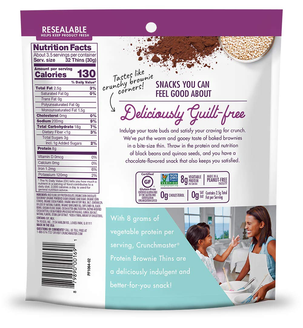 Protein Brownie Gluten-Free Thins Dark Chocolate, 3.54 Ounce Bags (Pack of 12)