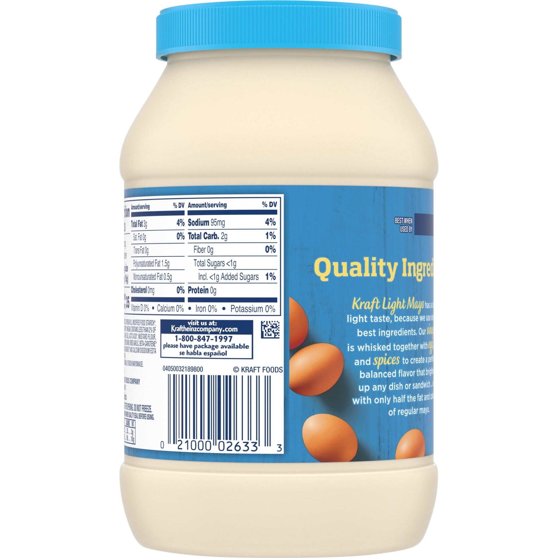 Light Mayo with 1/2 the Fat & Calories of Regular Mayonnaise, 30 Fl Oz Jar