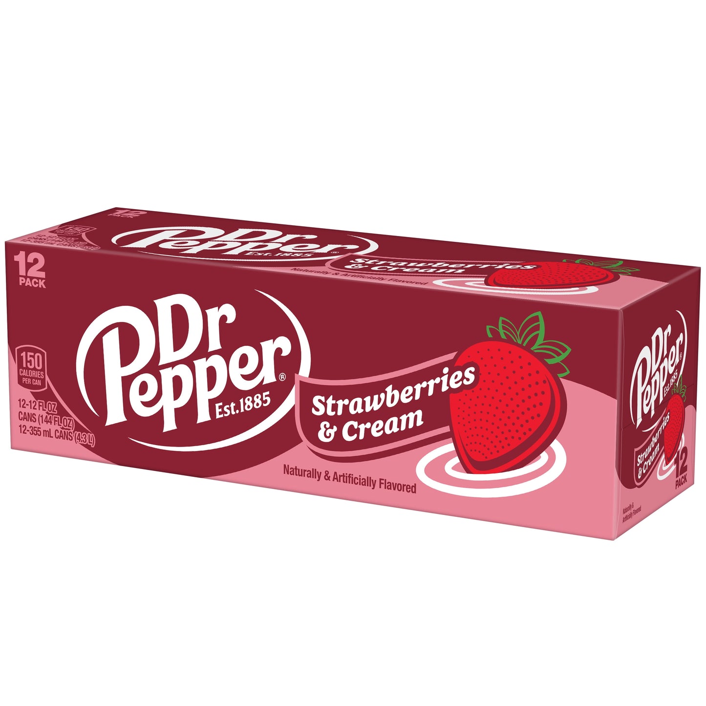 Dr Pepper Strawberries and Cream Soda Pop, 12 Fl Oz, 12 Pack Cans